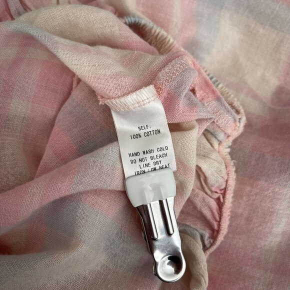 FORE‎ Pink White Plaid Off-Shoulder Tunic Blouse Cropped Womens S - Picture 6 of 10